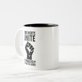 Introverts verenigen zich apart in uw eigen woning tweekleurige koffiemok (Voorkant links)