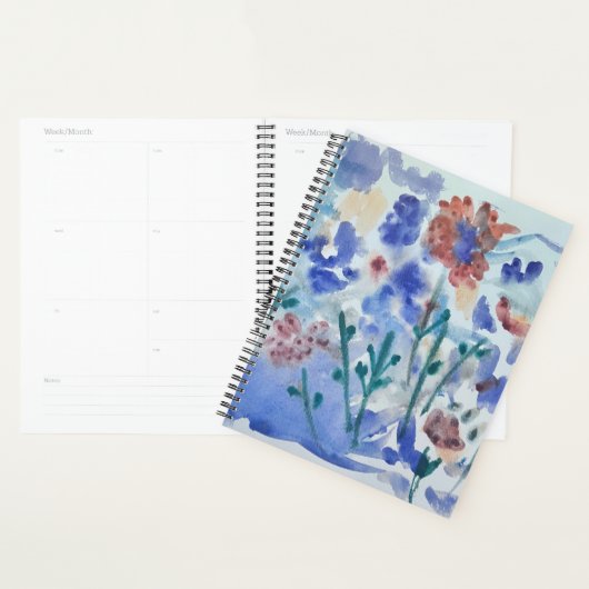Intuïtieve blauwe bloemen planner (Display)
