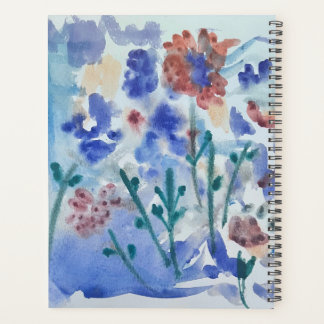 Intuïtieve blauwe bloemen planner