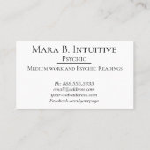 *~* Intuïtieve Psychische Reader Middelgrote Water Visitekaartje (Achterkant)