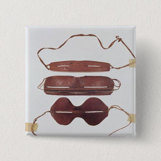 Inuit-zon/sneeuwbril Vierkante Button 5,1 Cm (Voorkant)