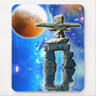 Inukshuk Moon & Space Fantasy Art Mousepad Muismat