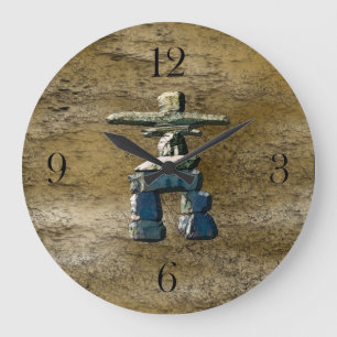 Inukshuk & Rock Texture Clock Grote Klok