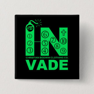 Invade Pin Vierkante Button 5,1 Cm