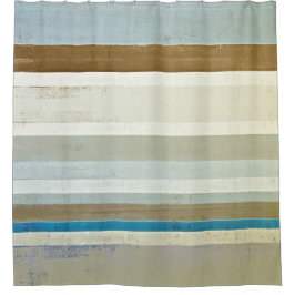 'Invent' Blue en Beige Abstract Art Douchegordijn
