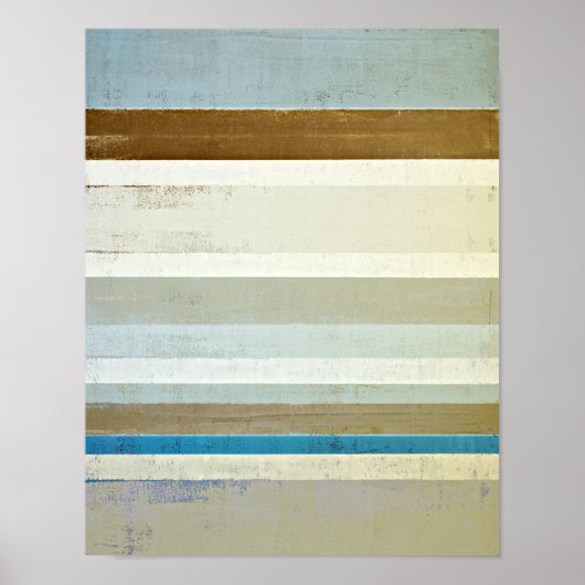 'Invent' Blue en Beige Abstract Art Poster (Voorkant)