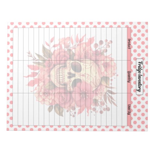 Inventaris van de Schattigee suikerschedel koelkas Notitieblok (Voorkant)