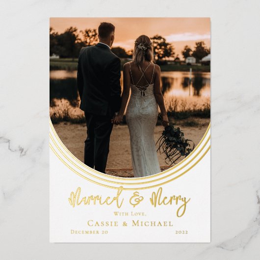 Inverted Arch Photo Weddenschap Folie Feestdagenkaart (Voorkant)