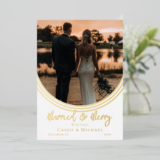 Inverted Arch Photo Weddenschap Folie Feestdagenkaart (Staand Voorkant)