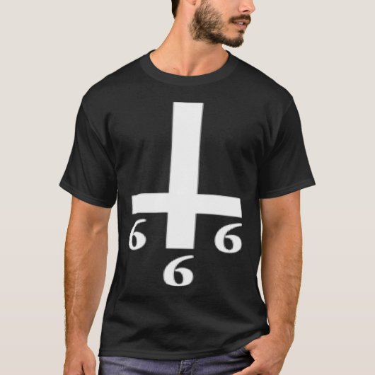 Inverted Cross 666 ondersteboven Satan Antichrist T-shirt (Voorkant)