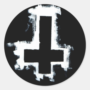 Inverted Cross Stickers, Blad van Zes. Ronde Sticker