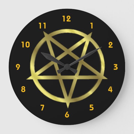 Inverted Gold Pentagram Grote Klok (Voorkant)