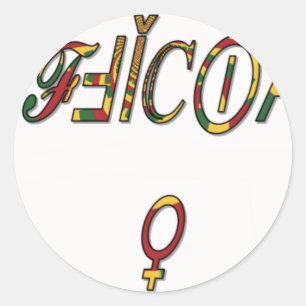 Inverted "OFFICIËLE" Vrouw Symbool Art Print Ronde Sticker