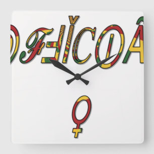 Inverted "OFFICIËLE" Vrouw Symbool Art Print Vierkante Klok