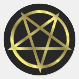Inverteerd Gold Pentagram Ronde Sticker