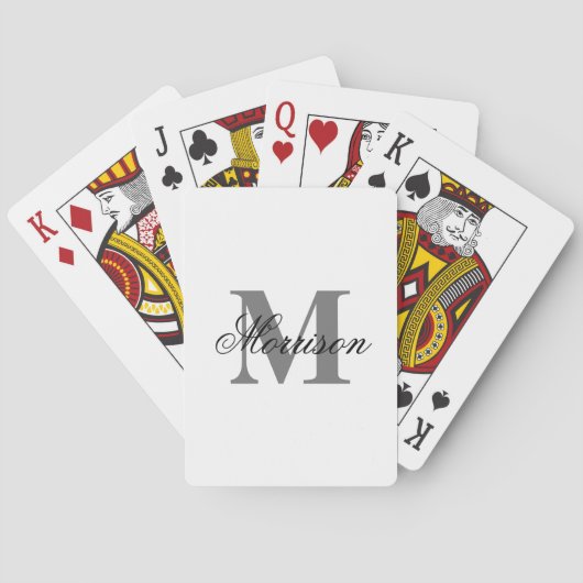 Inverteerde Grayscale Scripted Monogram Afspeelkaa Pokerkaarten (Achterkant)