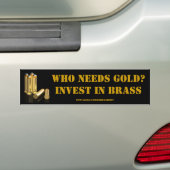 Investeer in messing bumpersticker (Op auto)