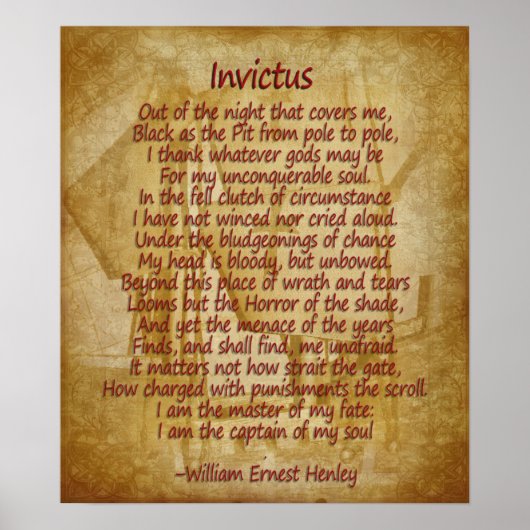 Invictus, gedicht op de achtergrond van het perkam poster (Voorkant)