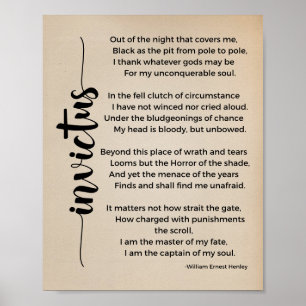 Invictus Poem van William Ernest Henley  Poster
