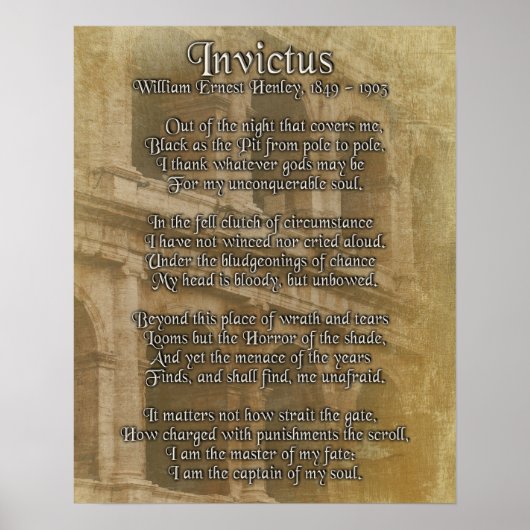 Invictus, prose op de achtergrond van het perkamen poster (Voorkant)