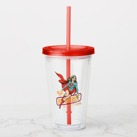 Invincie Supergirl Retro Grafisch Acryl Drinkbeker (Voorkant)