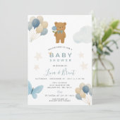 Invitación a Baby Shower de Teddy Bear Kaart (Staand voorkant)