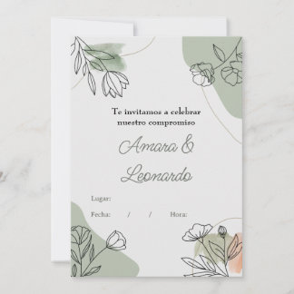 Invitación a compromiso o boda con flores kaart