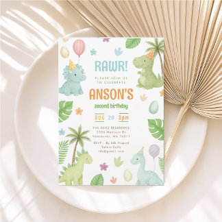 Invitación a la fiesta de cumpleaños de Dinosaurio Kaart