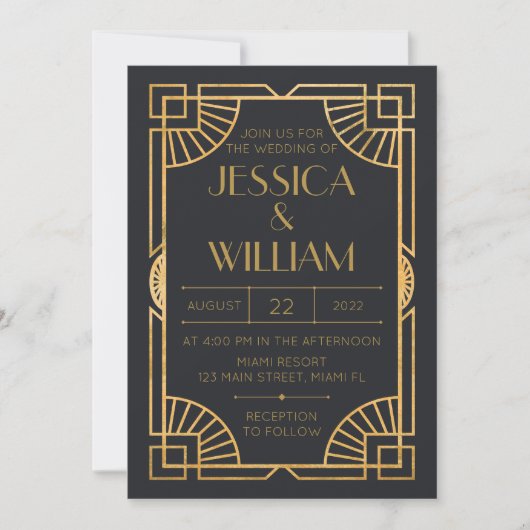 Invitación Art Deco Wedding Invitation (Devant)