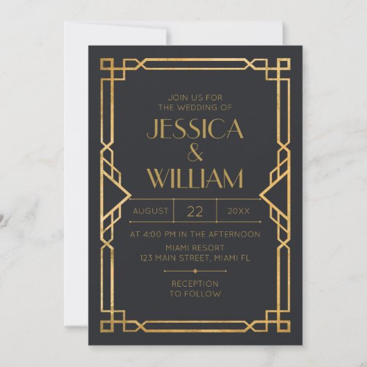 Invitación Art Deco Wedding Invitation 2 (Devant)