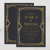 Invitación Art Deco Wedding Invitation 2 (Devant / Derrière)