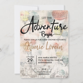 INVITACIÓN BABY SHOWER QUE EMPIECE LA AVENTURA KAART