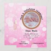 Invitación Baby Shower Rosa de niña Save The Date (Voorkant / Achterkant)