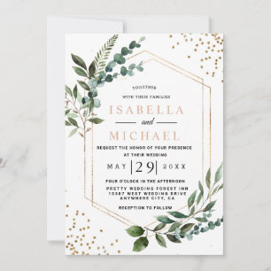 Invitación Boda Eucalipto Geométrico Rústico y Kaart