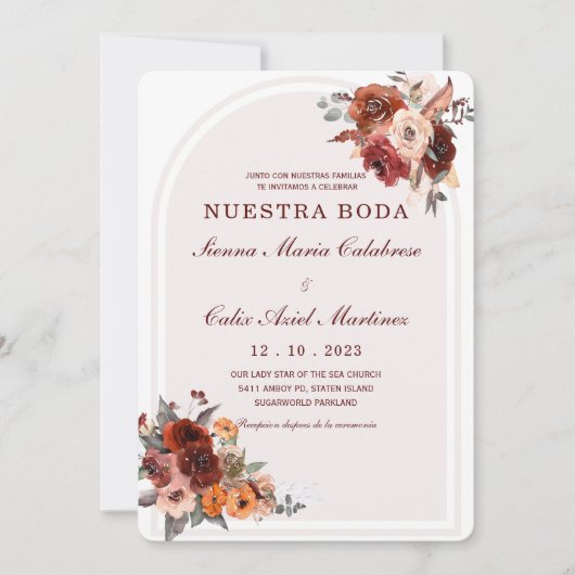 Invitación boda marsala en español invitation (Devant)