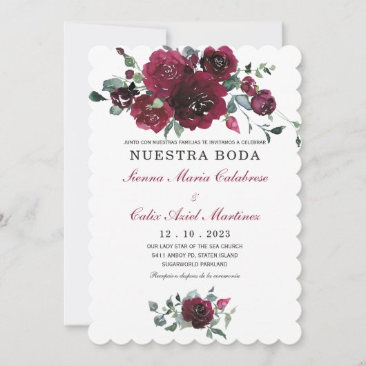 Invitación boda marsala en español invitation (Devant)