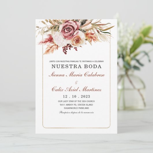 Invitación boda marsala en español invitation (Debout devant)