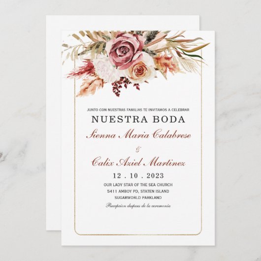 Invitación boda marsala en español invitation (Devant / Derrière)