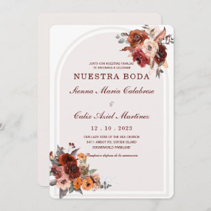 Invitación boda marsala en español-uitnodiging kaart