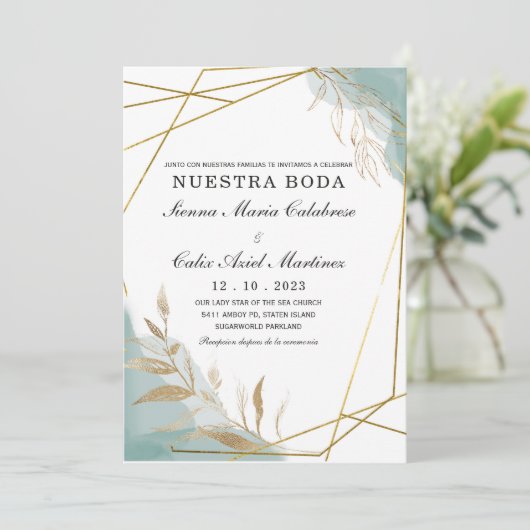 Invitación boda marsala en español-uitnodiging kaart (Staand voorkant)