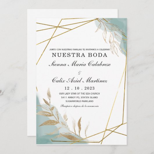 Invitación boda marsala en español-uitnodiging kaart (Voorkant / Achterkant)
