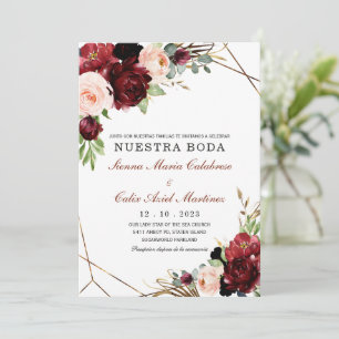 Invitación boda marsala en español-uitnodiging kaart