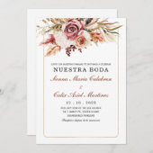 Invitación boda marsala en español-uitnodiging kaart (Voorkant / Achterkant)