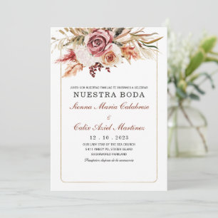 Invitación boda marsala en español-uitnodiging kaart