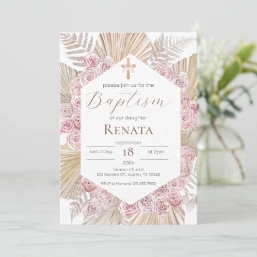 Invitación Boho Baptism Invitation (Debout devant)