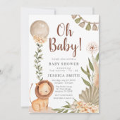 Invitación Boho Lion watercolor oh baby invitation (Devant)