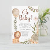 Invitación Boho Lion watercolor oh baby invitation (Debout devant)