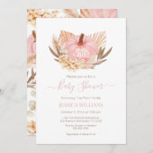 Invitación Boho Pampas Pumpkin pink baby shower Kaart (Voorkant / Achterkant)
