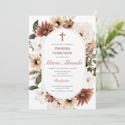 Invitación boho primera comunión kaart (Staand voorkant)