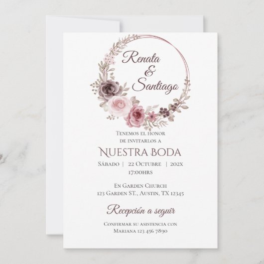 Invitación Boho Spanish Wedding Invitation (Devant)
